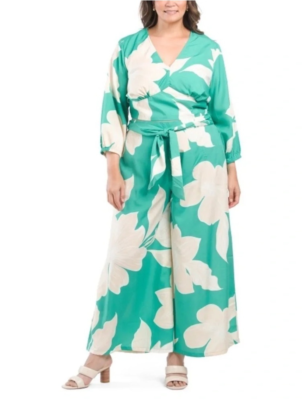 US TOGETHER | 2pc Plus Crepe Floral Set Size 2X